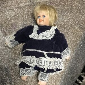 Adorable Blue and White Lace Doll